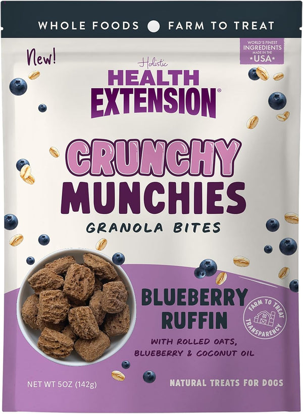 Health Extension Crunchy Munchies Granola Bites Blueberry Ruffin Flavor, Natural Limited Ingredient