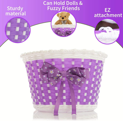 Girl’s Bicycle Decorations Set, Fun Decor with Beads, Rear View Mirror, Water Bottle, Handlebar Streamers & Basket