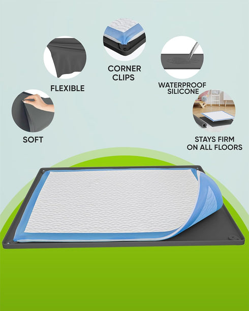11.5 17 TidyFriend Puppy Pad Holder Tray Fits for x Pee Pads with Corner Lock Holes, Raised Edges, Non-Spill, Easy