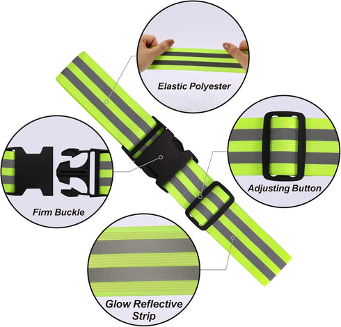 Little World Reflective Belt - 2 Pcs PT Belt, Reflective Running Gear for Men and Women, Green and Orange