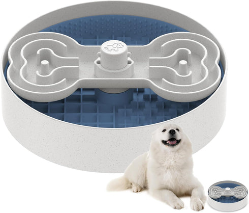 Puzzle Feeder Slow Feeder Dog Bowl with Lick Mat and Puzzle Inserts