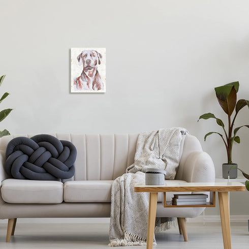 Stupell Industries House Dog Pet Portrait Labrador Soft Tone Painting by Melissa Wang, Wall Plaque, 10 x 15, Off-White
