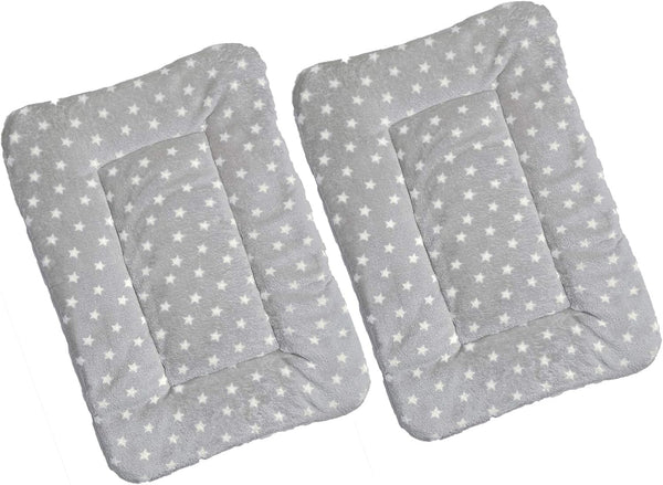 2 Pcs Pet Bed Mats, Ultra Soft Reversible Faux Lambswool Kennel Pad for Medium Small Dogs and Cats