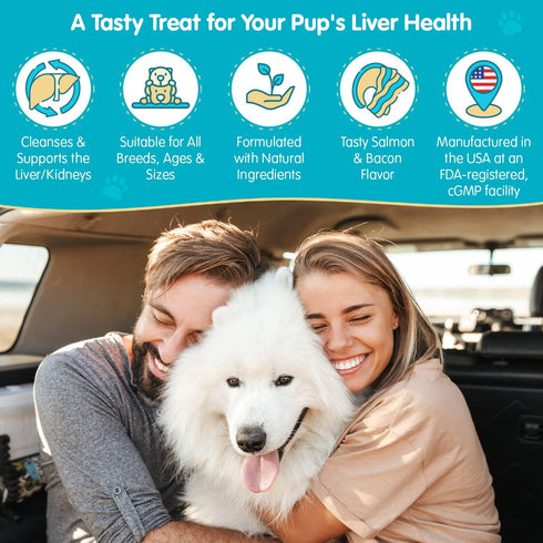 Wanderfound Pets Milk Thistle for Dogs, Tasty Salmon & Bacon Flavored Natural Liver Support, 100 Chewable Tablets