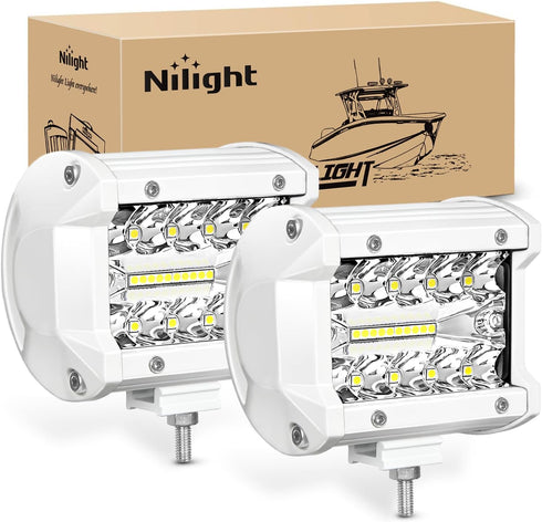 Nilight Marine LED Light Pods Navigation Lights 2PCS 4 Inch White Spot