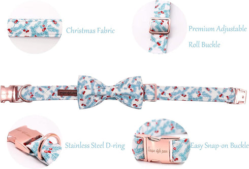 Unique Style Paws Christmas Dog Collar, Adjustable Bow Tie Pet Collar Gift for X-Large Boys or Girls Dogs