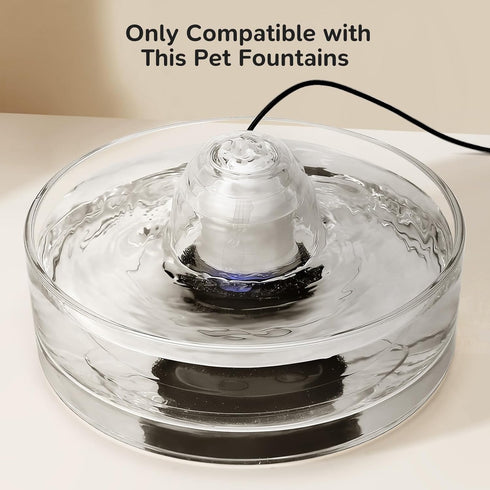 6 Packs 6 Sets-Compatible 2.7L Cat Fountain Filters & Sponge with Cepheus Glass Pet Fountain