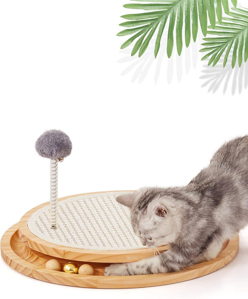 LMUGOOS Cat Scratcher, Cat Natural Sisal Scratching Pad, Kitten Interactive Toy with