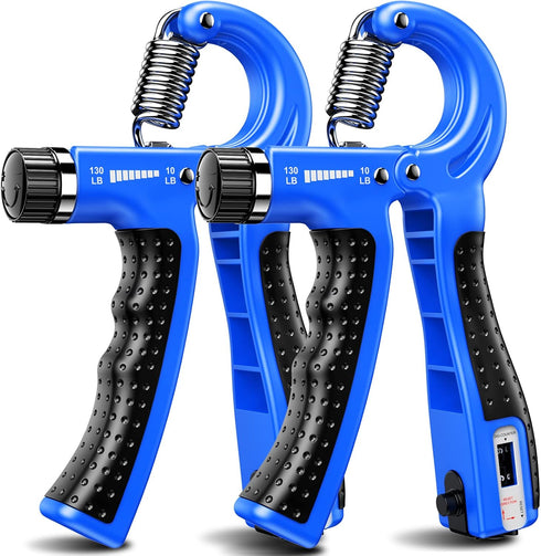 KDG Hand Grip Strengthener, 2 Pack Adjustable Resistance 10-130 lbs Forearm Exerciser, Grip Strength Trainer for Muscle