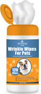 NOVEHA Wrinkle XL Wipes for Dogs | Bulldog, French Bulldog, Pug, English Bulldog - 120 Wipes for Dirt, Wrinkles, Tear