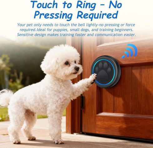 1000ft 60 Training(1 1 Soft Ring Blk Dog Bells to Go Outside - Wireless Dog Door Bell with Range, Melodies, LED