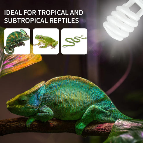 LUCKY HERP 5.0 26W Compact Fluorescent UVA UVB Light Tropical Terrarium Lamp for Reptiles