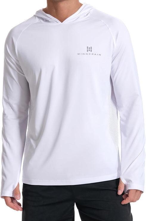 50+ Men's Sun Protection Hoodie UPF Fishing Long Sleeve Rash Guard Shirt SPF UV Protection T-Shirt Lightweight
