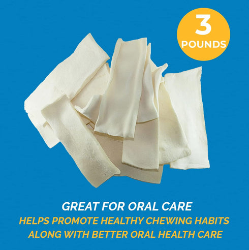Rawhide Chips, Premium Chews, Natural Grass Fed Livestock, 3 Lbs, Improve Oral Health