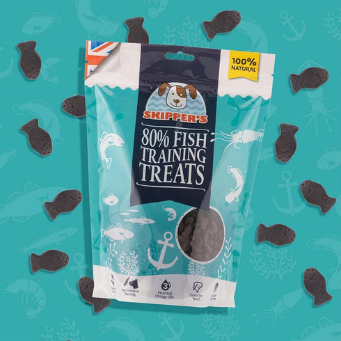 SKIPPER'S Fish Training Treats for Dogs, 80% Steamed Salmon & Trout, Grain Free, 3.5 Oz