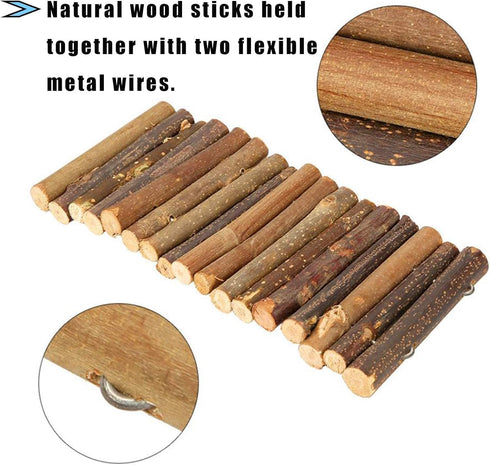 Hamiledyi Hamster Bridge, Rat Ladder Wooden Bridge Toy for Small Animals, Natural Hideout (Pack of 2)