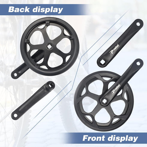 Prowheel Bike Crankset 48T/52T, 170mm Universal Square Crankset Set for City, Fat, E-Bikes