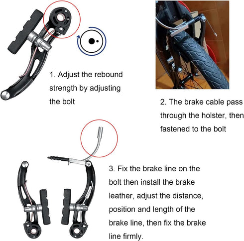 Lomodo 6 Pieces Bicycle Brake Accessories - 2 Pack Aluminium Alloy Brake Levers and V Brake Set for Mountain/Road Bike