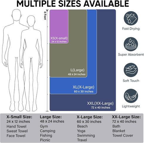Swimming (24"12", APEXUP Microfiber Travel Towel, Ultra Absorbent Quick Dry Towels, Lightweight Gym Sports Camping