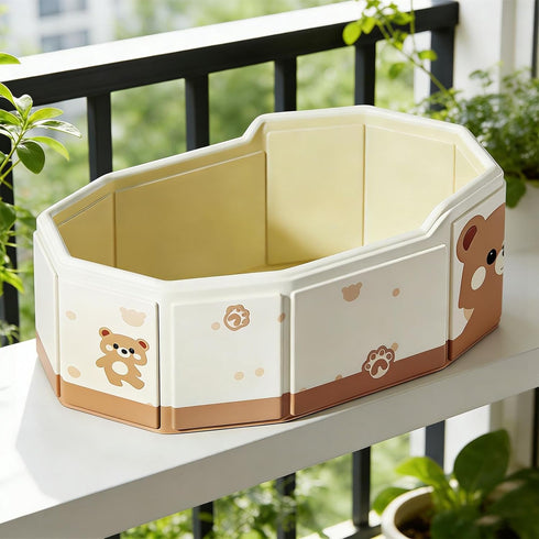 Genrico 75x45cm Portable Folding Bathtub Shower Pool with Drain Plug for Kids Girls Cats Dogs Apartment Farm Travel