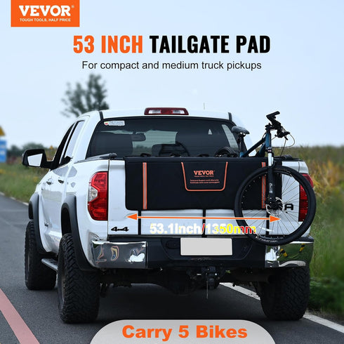 VEVOR Tailgate Bike Pad, Truck Tailgate Protection Pad for 5/6 Mountain Bikes with Reflective Strips and Tool Pockets