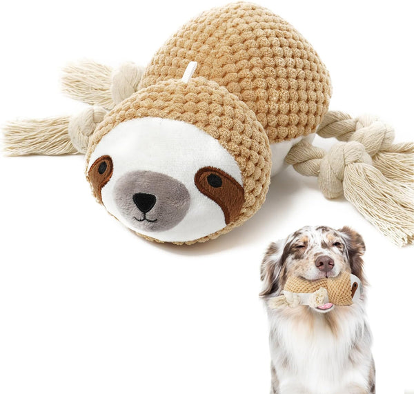 Sloth Interactive Squeaky Dog Toys, Crinkle Plush Chew Toy for Small Medium Large Breeds, Cute Puppy Teething Toys