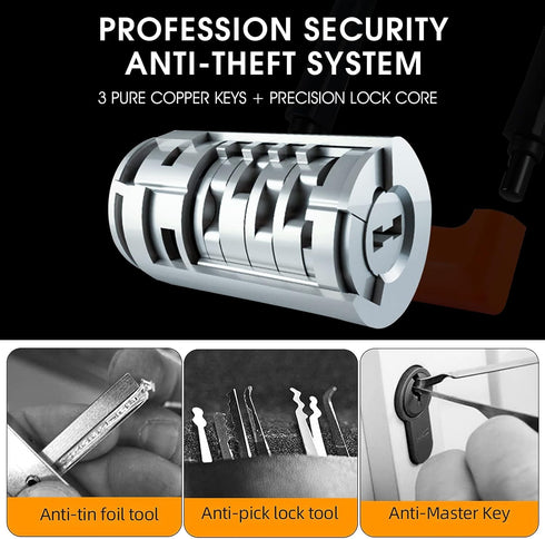 ICOCOPRO Anti Theft Heavy Duty Bicycle U Lock with 3 Keys, 18.76mm, Black, 5.32 in Width Inside