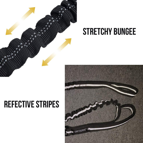 OneTigris Tactical Dog Training Bungee Leash with Control Handle, Quick Release Nylon Leads Rope, Black