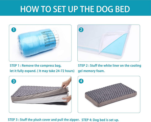 Orthopedic Memory Foam Bed for Large Dogs, Waterproof Cooling Pet Mats with Removable Washable Cover (Large plus-36"x