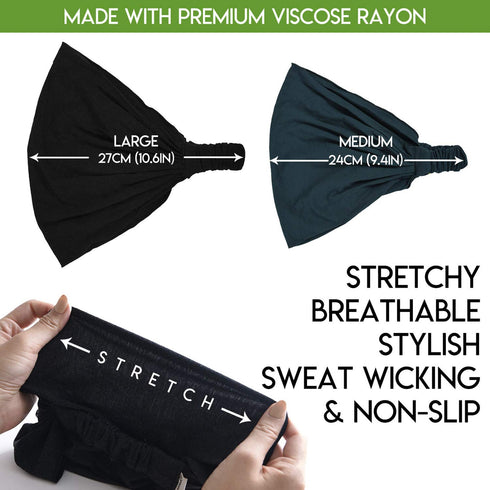 Navy Japanese Bandana Headbands for Men and Women - CHARM - Comfortable Head Bands with Elastic Secure Snug Fit Ideal
