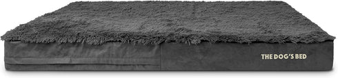 Replacement Outer Cover ONLY for The Dog's Bed, Washable Oxford Fabric, XXXL 64” x 44” x 6” - Grey Faux Fur