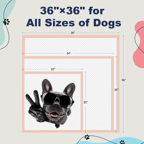 36" 36" 45 Count Puppy Pads Extra Large - Dog Pads Pink, XXL Pee Pads for PetsDisposable Dog Training Pads, Super