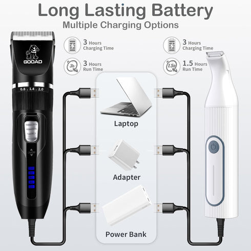 '-4 1Low Trimmer Trimmer Dog Clippers Grooming Kit Hair Clipper in Noise -Rechargeable-Cordless Quiet Paw Nail Grinder