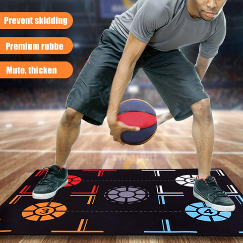 Topyond Basketball Footstep Training Mat, Non Slip Silent Rubber, 76x106.7x0.2cm, Agility Dribble Trainer for All Ages