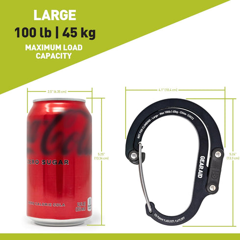GEAR AID HEROCLIP (Large) - Carabiner Gear Clip and Hook for Heavy Duty Items and Camping