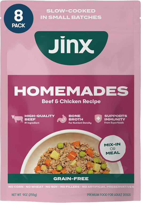 Jinx Beef & Chicken Wet Dog Food Pouches, Meal or Dog Food
