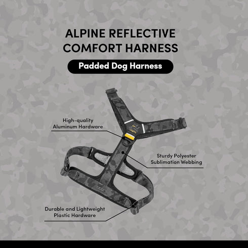 OllyDog Alpine Reflective Comfort Harness - No Pull Dog Harness with Reflective Trims, Ideal for Everyday Use (Medium,