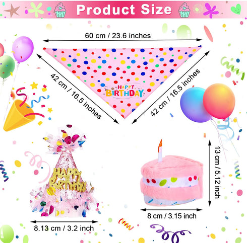 Weewooday 4 Pieces Dog Birthday Outfits, Dog Girl Bandana with Hat and Dress Set for Puppy 1st Birthday Party Supplies