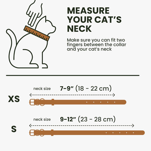 BRONZEDOG Leather Cat Collar with Removable Bells, Non-Breakaway Kitten QR Tag for Girl Boy, Light Brown & Gold (7" -