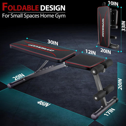 8 660LBS OPPSDECOR Adjustable Basic Weight Bench, Foldable Workout Benches for Home Gym, Backrest Position Exercise
