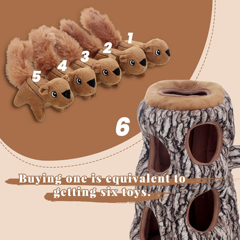 Laifug Hidden Squirrel Plush Dog Toy Interactive Squeaky Dog Toy Hide and Seek, XL