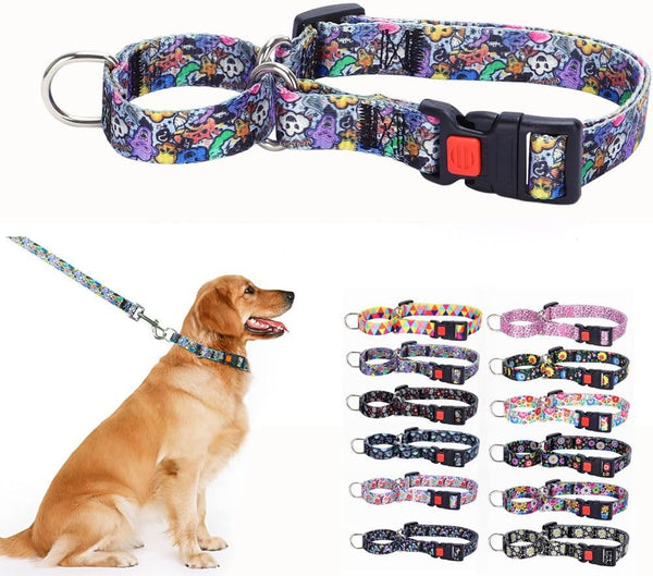 Heavy Duty Dog Collar with Buckle, No Pull Escape Proof Martingale Collars for Small, Medium, Large Breed Dogs, Quick