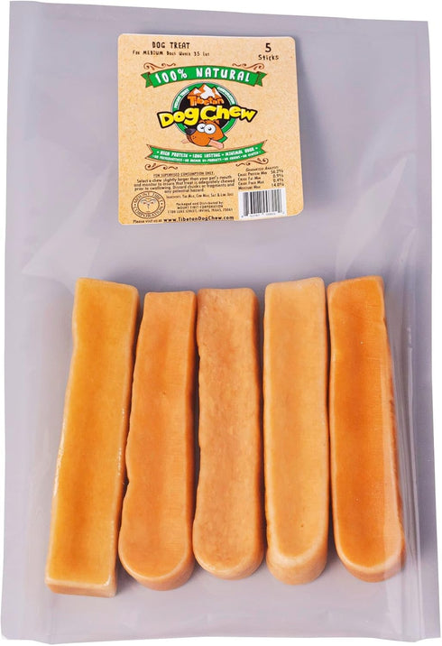 Tibetan Dog Chew Yak Cheese Sticks - Natural Handmade Treats for Medium Dogs, Long-Lasting, Easy to Digest, No