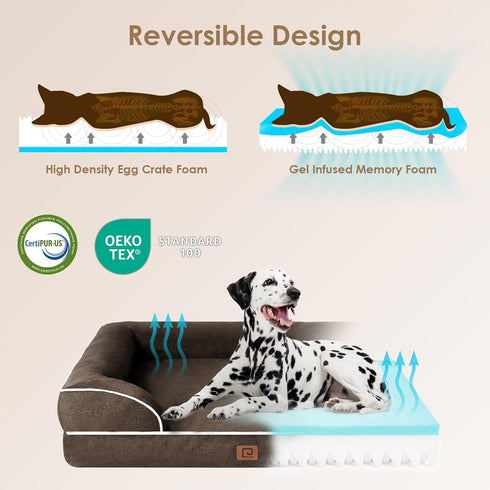 EHEYCIGA Orthopedic Dog Bed for Small Dogs, Waterproof Memory Foam Couch Bed with Sides, Non-Slip Bottom, Washable