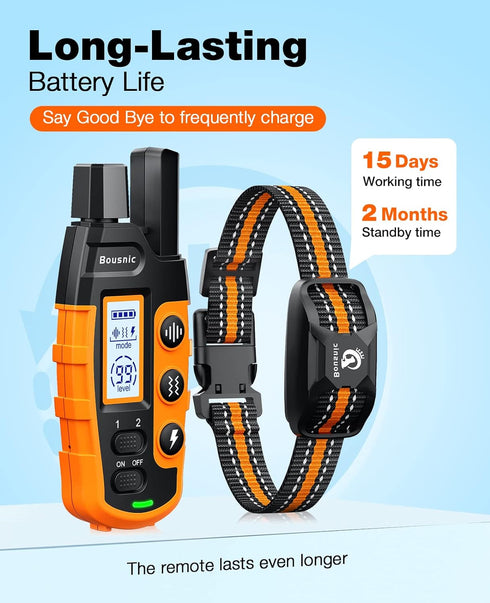 Bousnic Dog Shock Collar - 3300Ft Training Collar with Remote for 5-120lbs Dogs, Rechargeable Waterproof