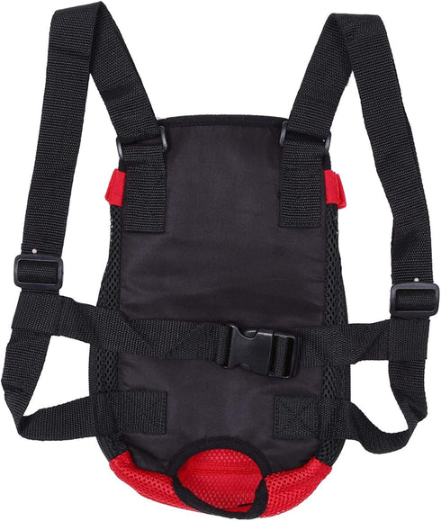Pet Carrier Backpack, Fashionable Dog Tote Carrier with Five Holes, Front Chest Net Bag (Red S)