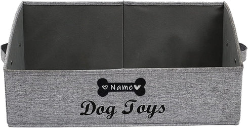 Morezi Personalized Dog Toy Box - Large Shallow Baskets for Pet Toy Storage - Perfect Collapsible Bin for Home