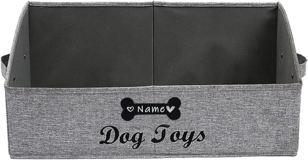 Morezi Personalized Dog Toy Box - Large Shallow Baskets for Pet Toy Storage - Perfect Collapsible Bin for Home