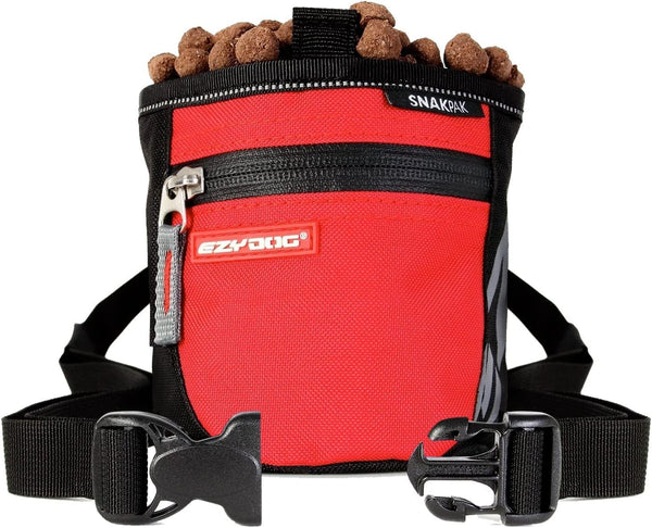 EzyDog SnakPak Wearable Dog Treat Bag Training Pouch with Belt, Red