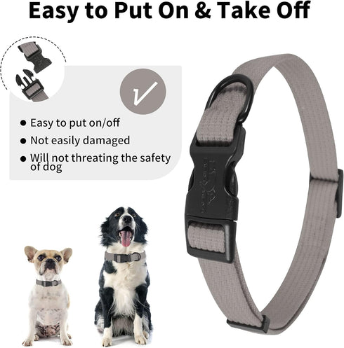 lynxking Soft Padded Dog Collar, Breathable Cotton Solid Color Adjustable Pet Collar for Little Puppies